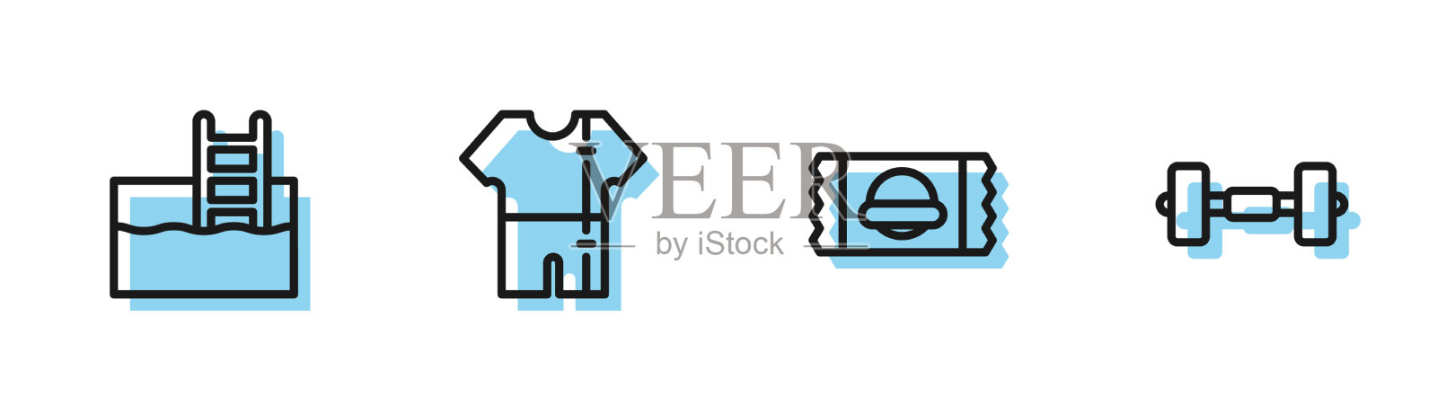 设有运动营养线游泳池用插画图片素材