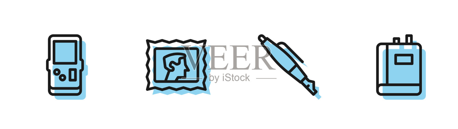 套线钢笔笔尖俄罗斯方块邮票图标素材