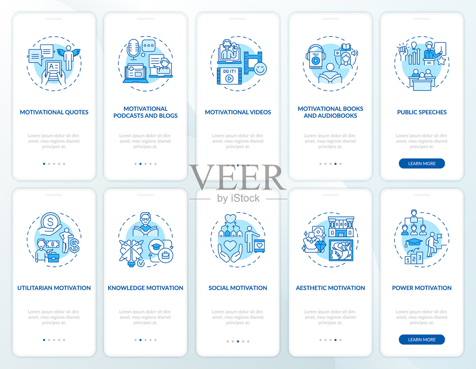 手机应用页面上的励志内容插画图片素材