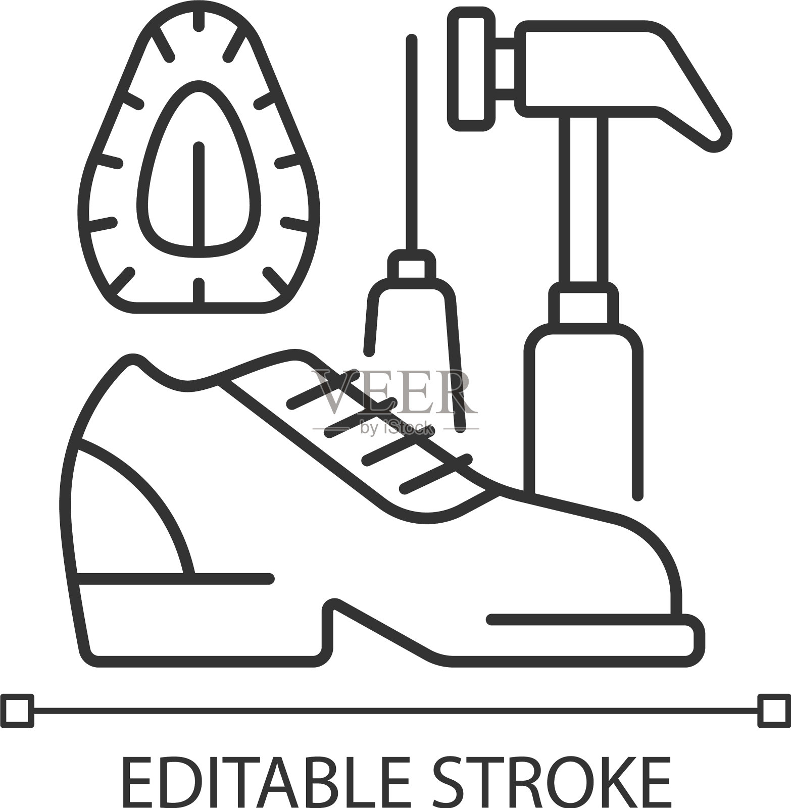 鞋履修理和翻新线性图标插画图片素材