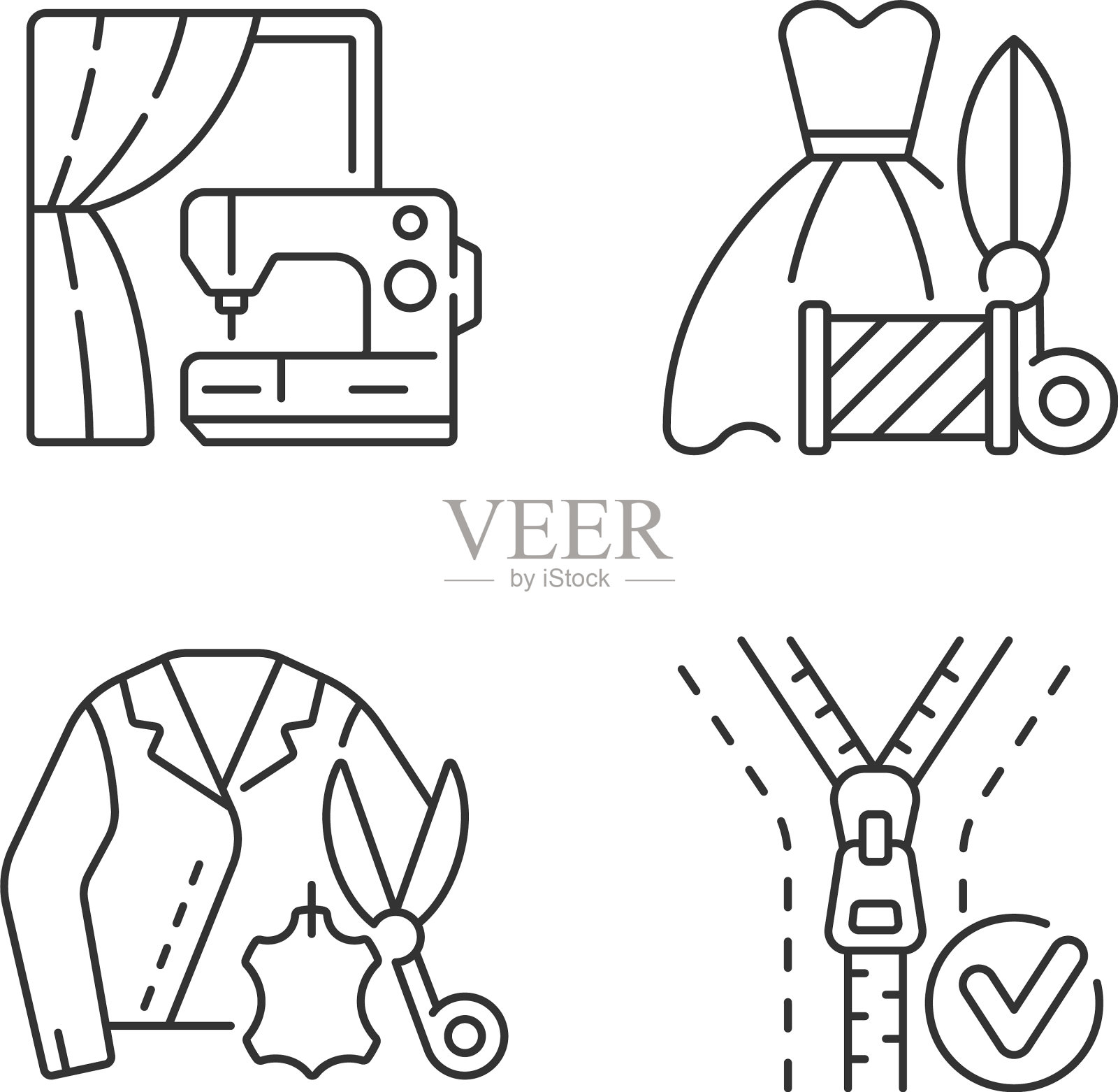 衣服修理服务线性图标集图标素材