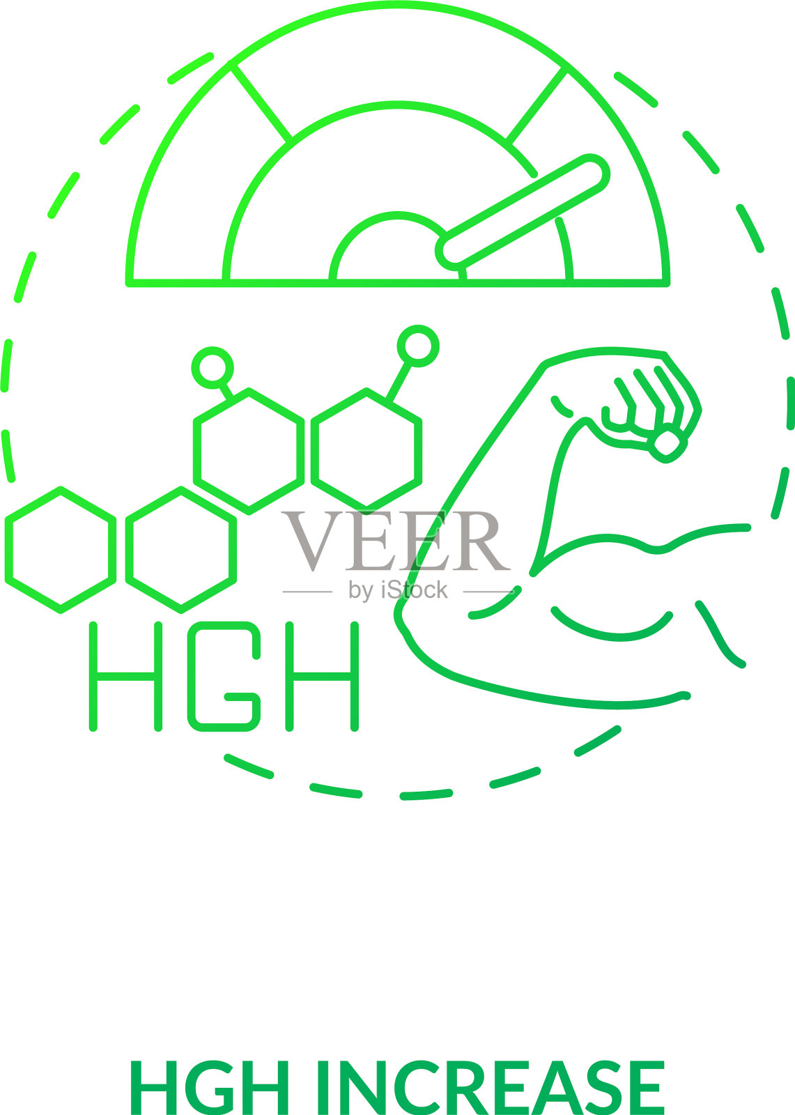 HGH增加深绿色概念图标插画图片素材