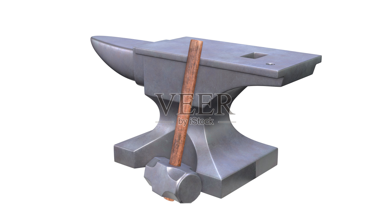 铁砧和铁锤隔离在白色背景上照片摄影图片