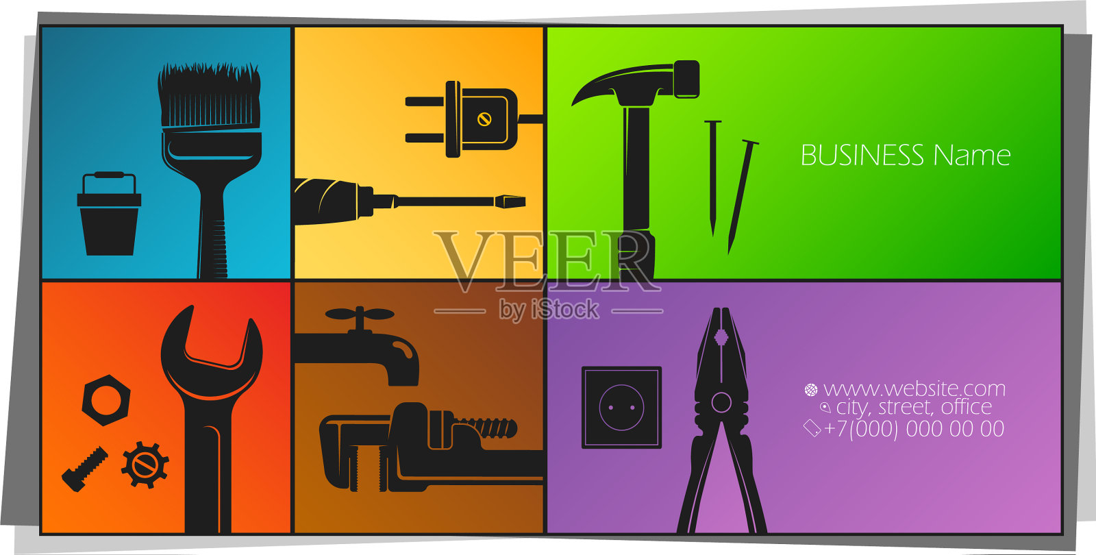 使用名片工具进行维修和服务设计模板素材