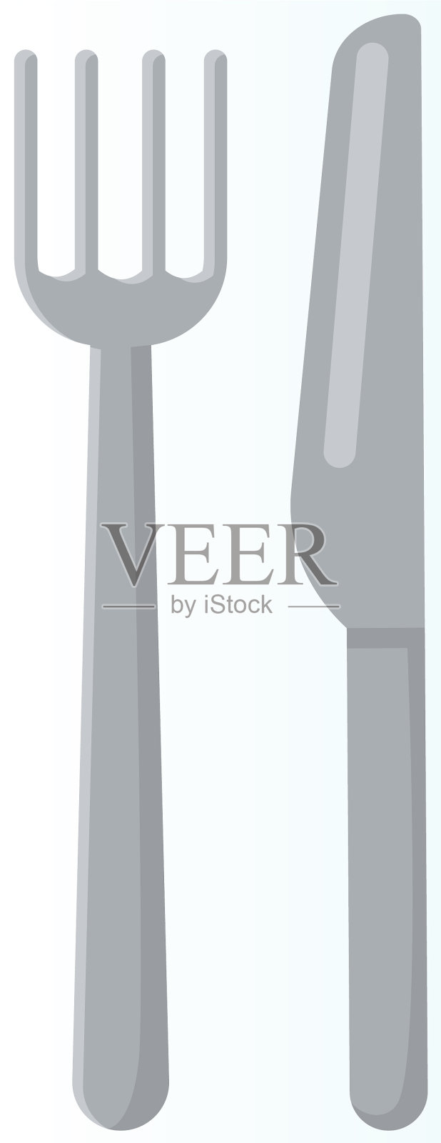 卡通刀叉，不锈钢银插画图片素材