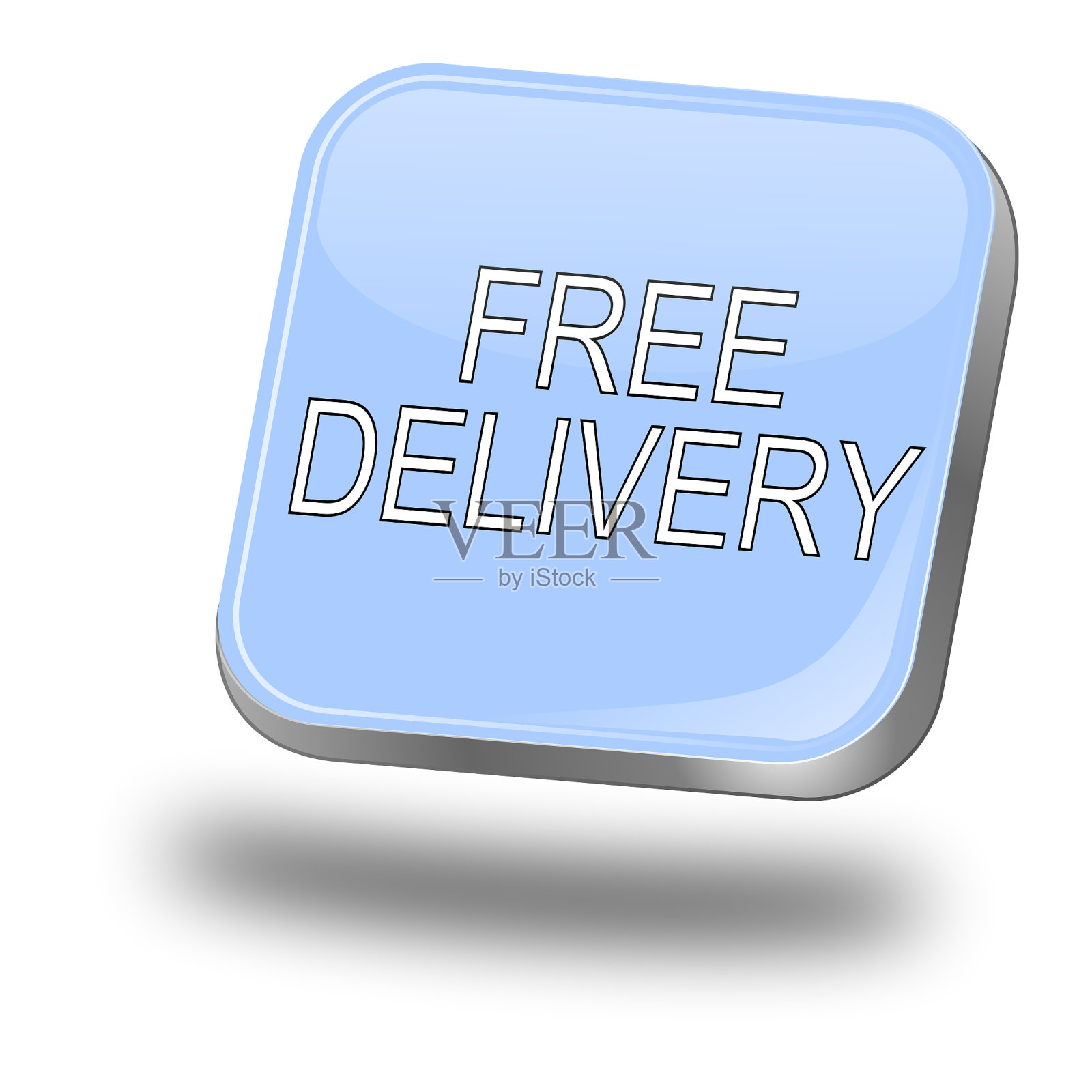 免费交付按钮粉彩蓝色- 3D插图照片摄影图片