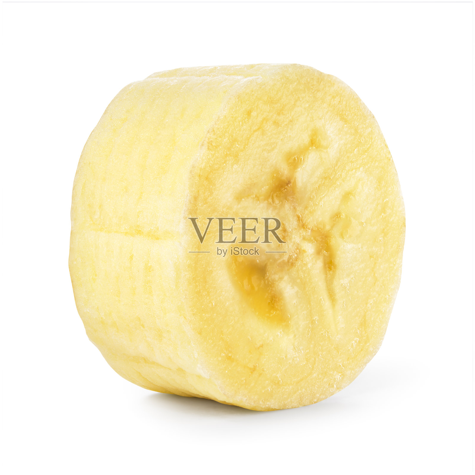 香蕉片孤立。白色背景上的香蕉片。剪切路径。侧视图。全景深。照片摄影图片