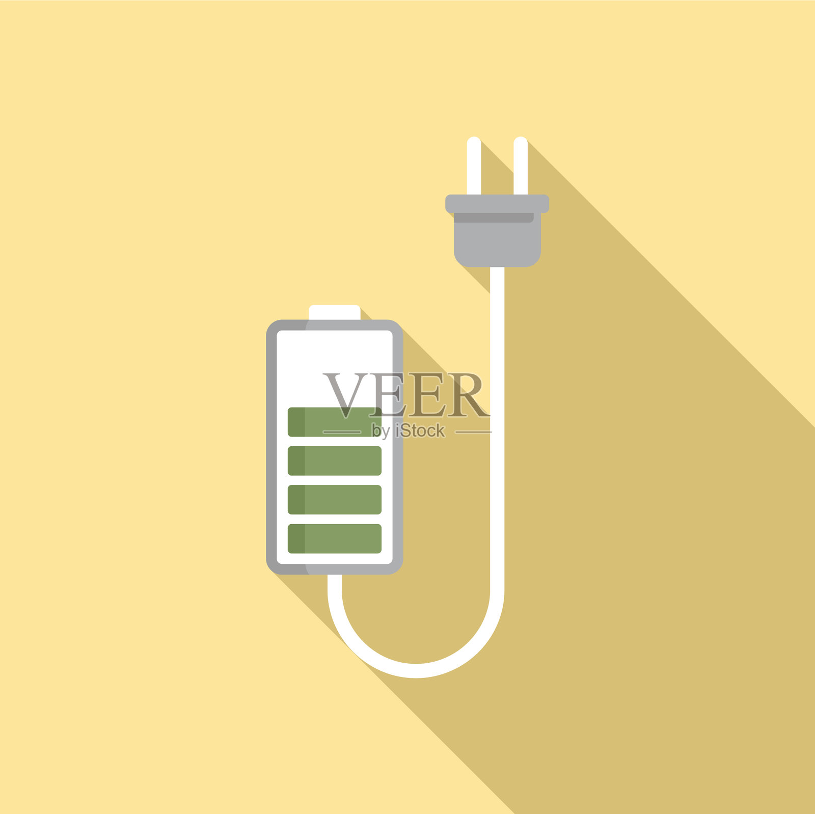 电池充电插头图标平坦式插画图片素材