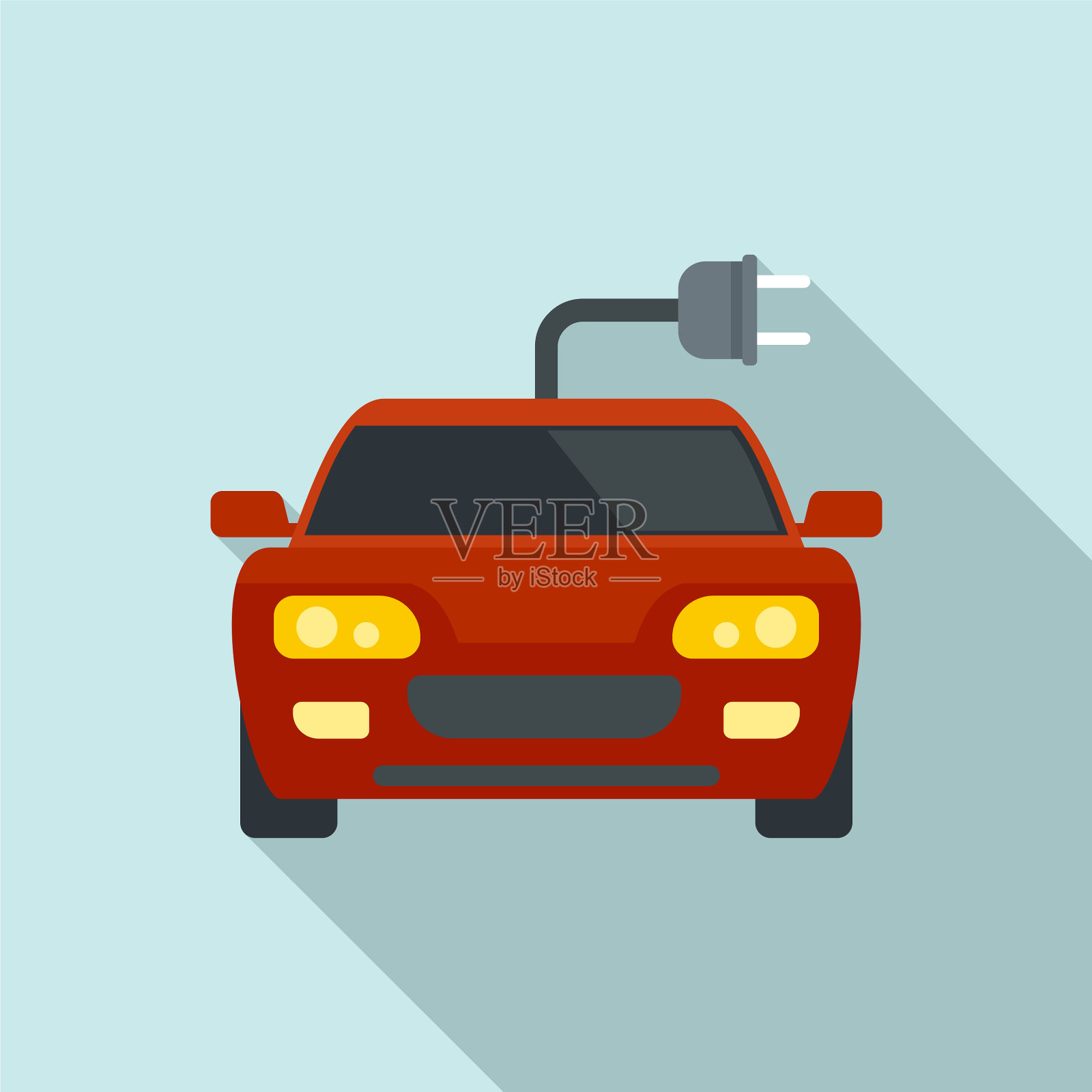 运动混合动力汽车图标平坦风格插画图片素材