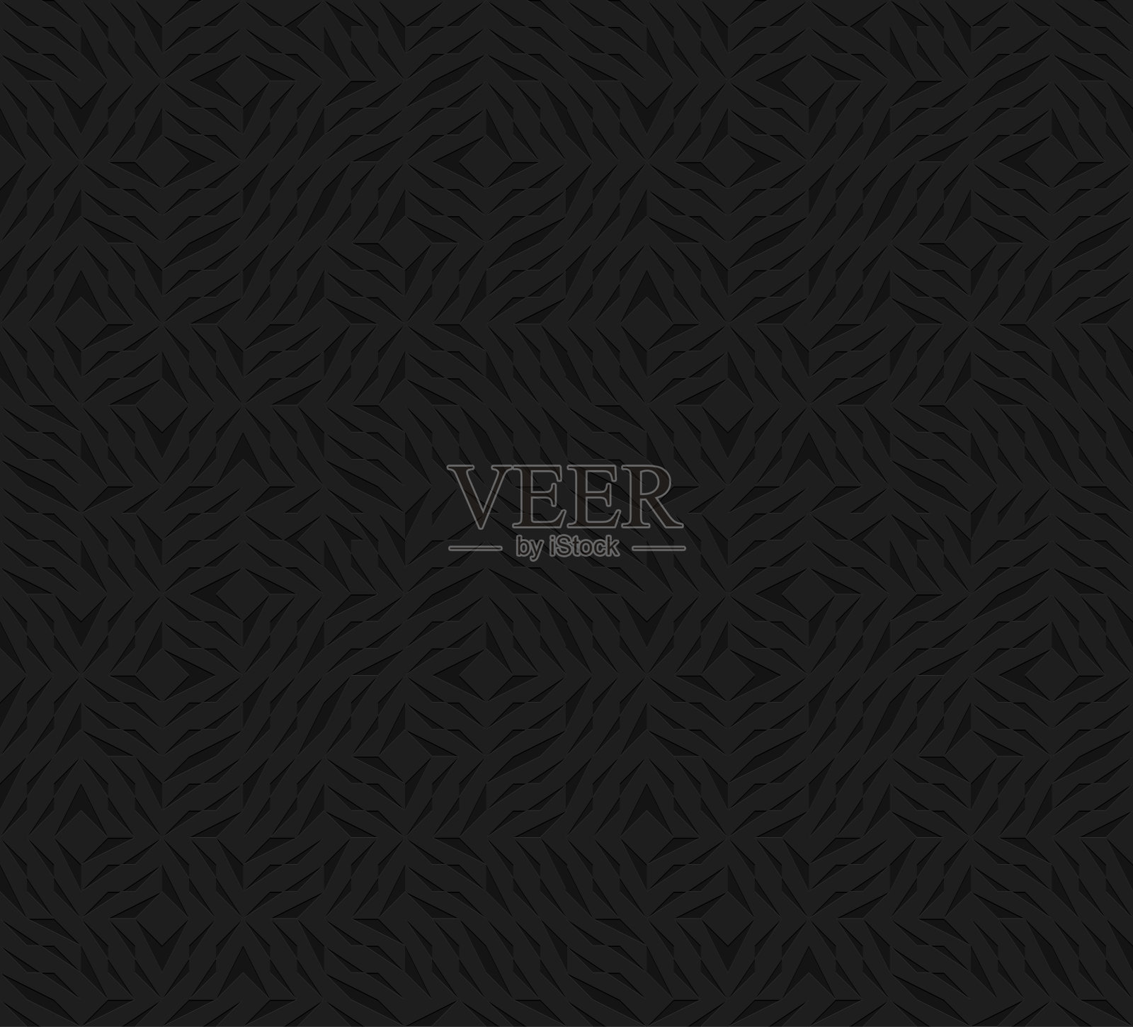 黑色剪纸图案无缝背景。抽象的碎片救援。激光切割暗技术背景。矢量几何设计单色包装纸插画图片素材