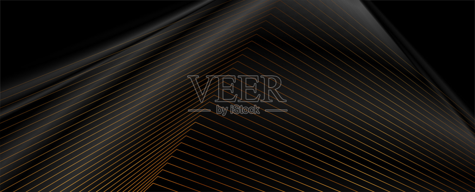 黑色抽象背景与金色的线条插画图片素材