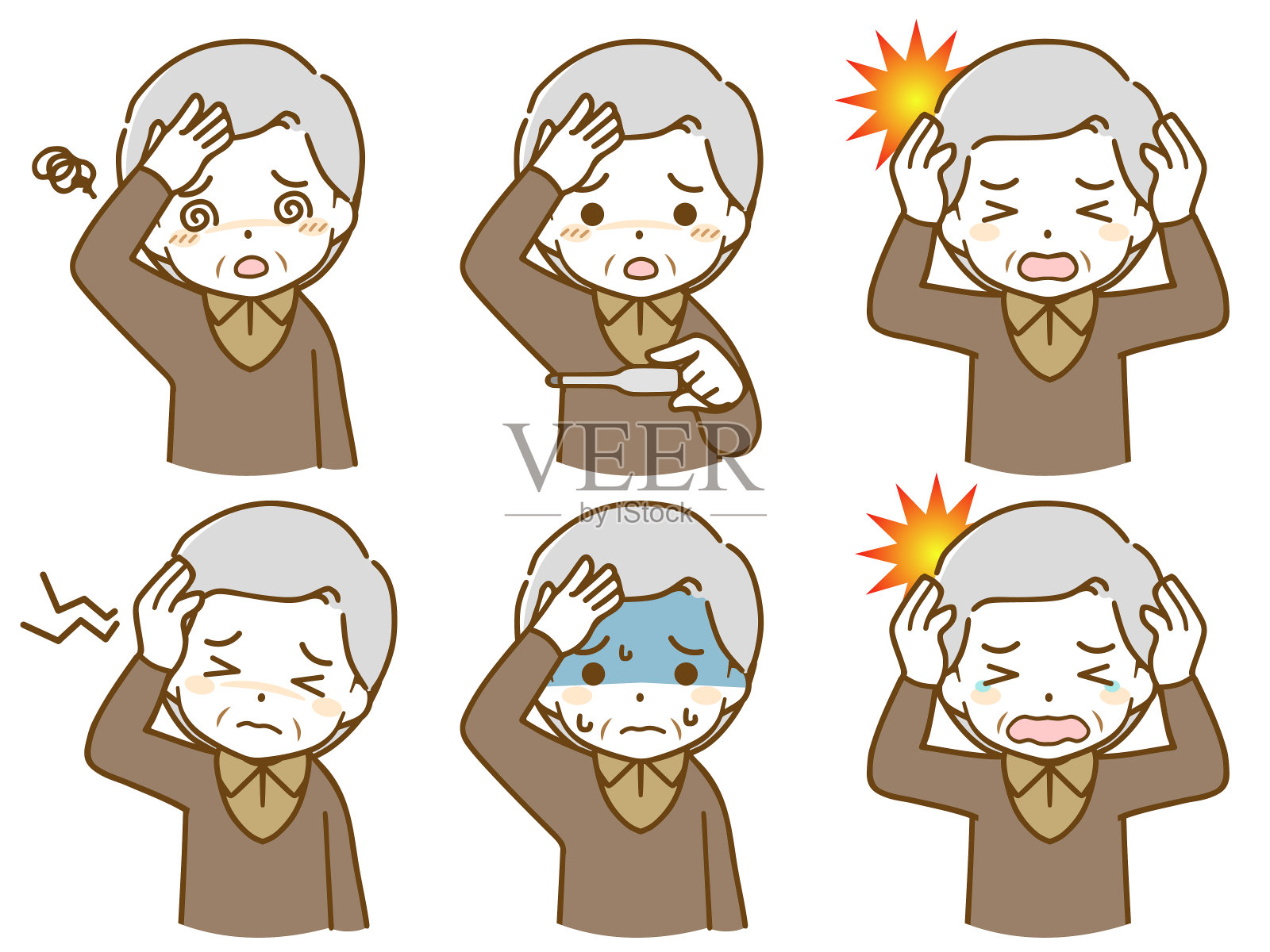 老人因头痛而犯错误设计元素图片