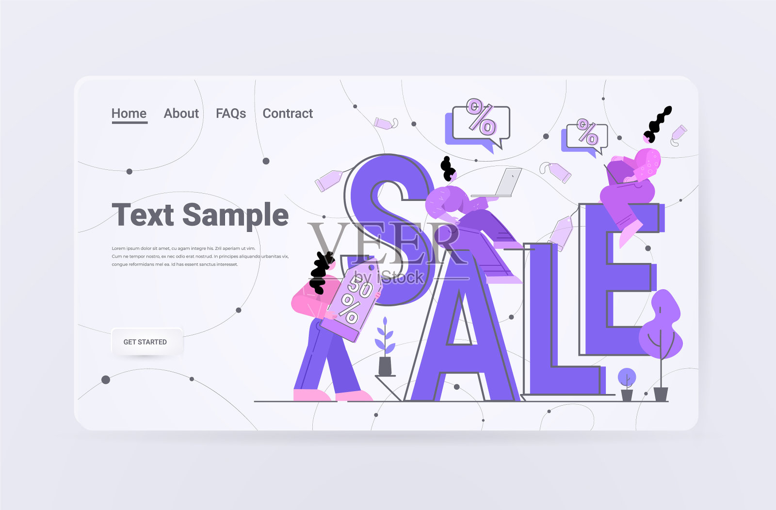 女顾客购买商品特价出售插画图片素材