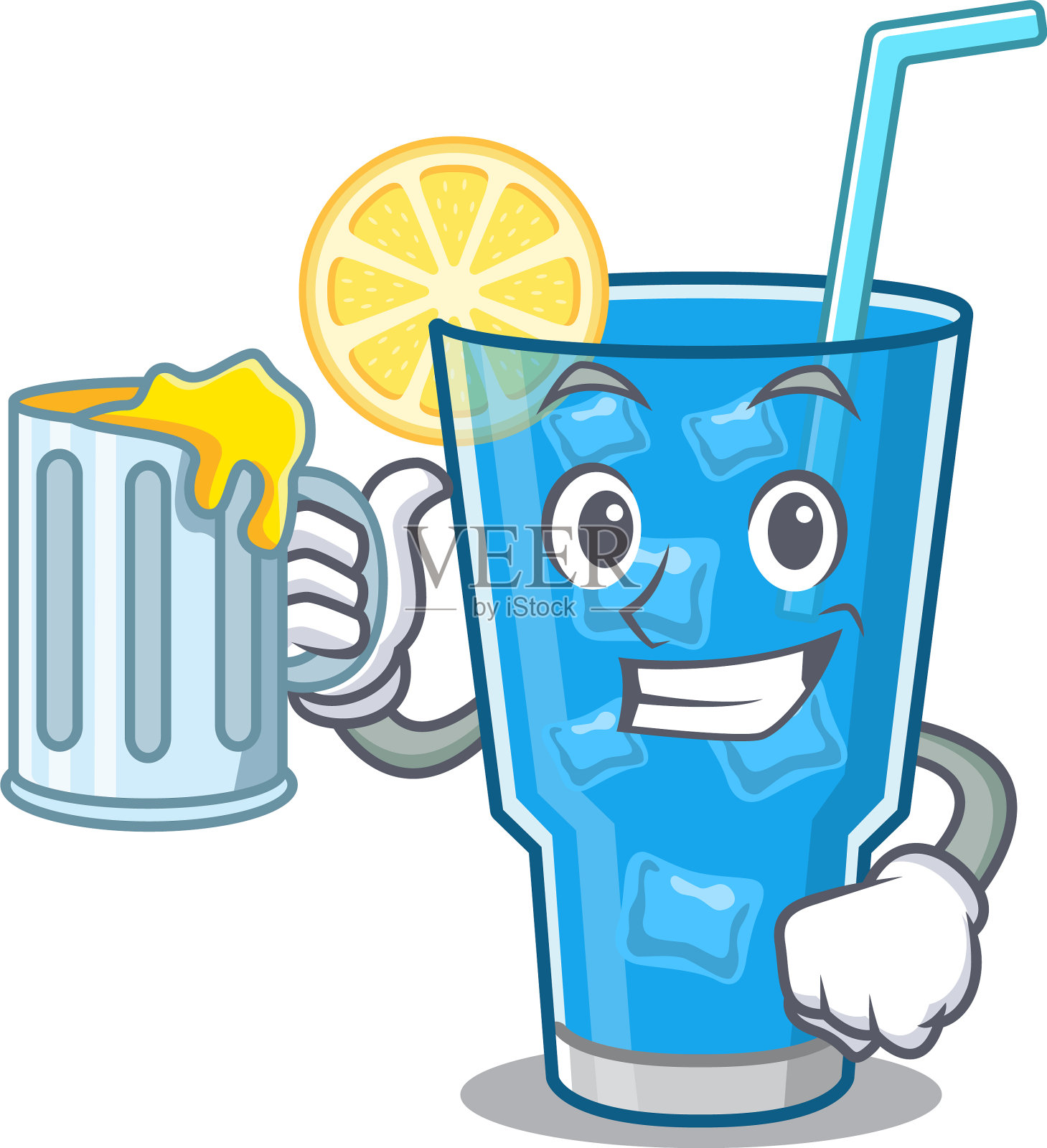 一个卡通概念蓝泻湖鸡尾酒设计元素图片