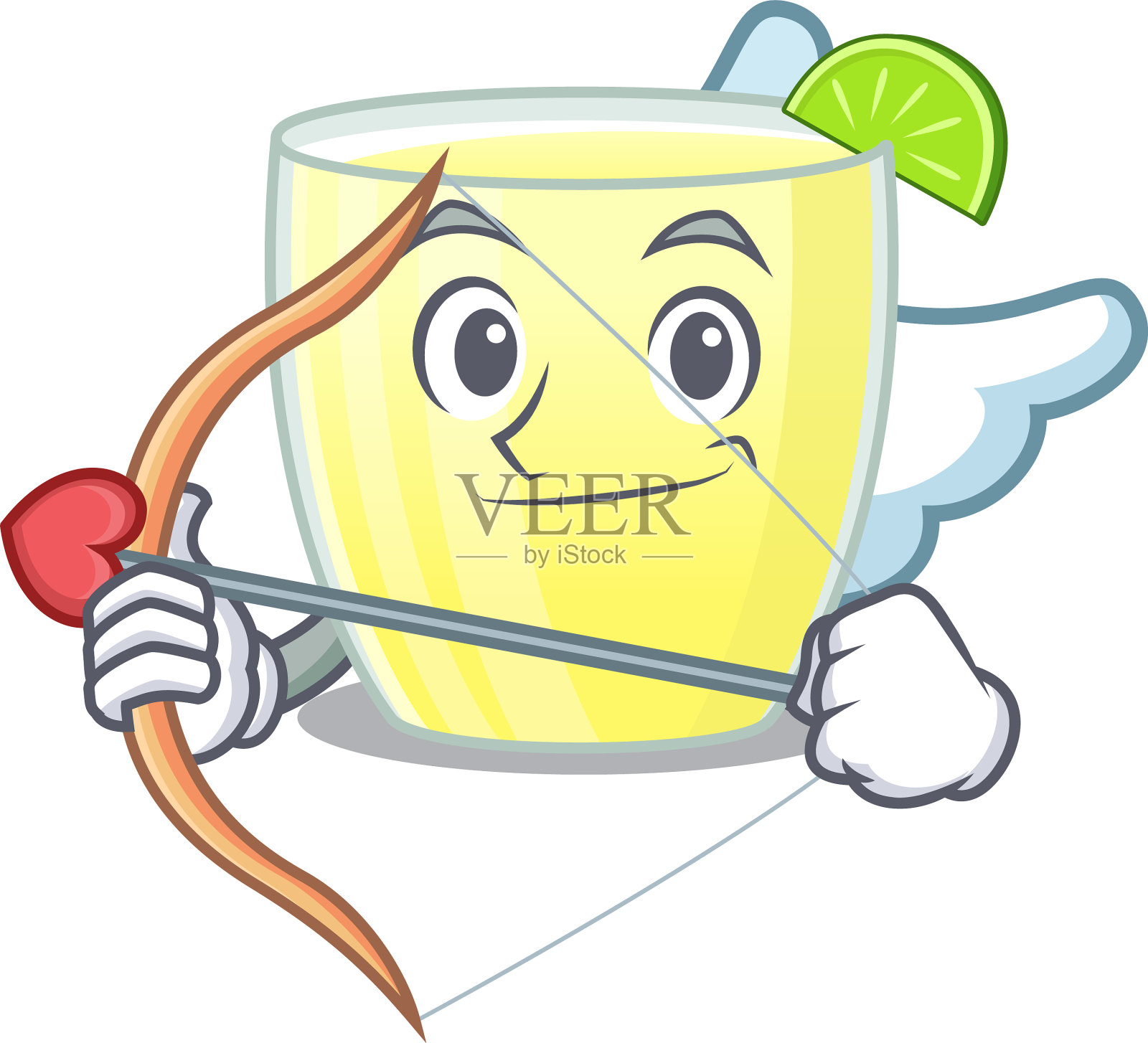 甜蜜浪漫的丘比特卡通鸡尾酒设计元素图片