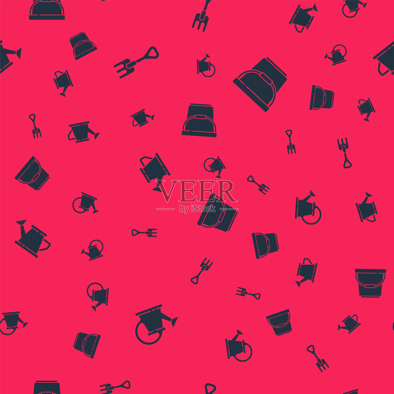 设置浇水罐、花园耙和水桶上图标素材