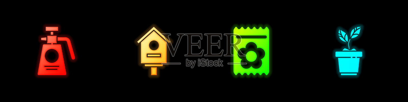 设花园喷雾器，用于鸟舍施肥图标素材