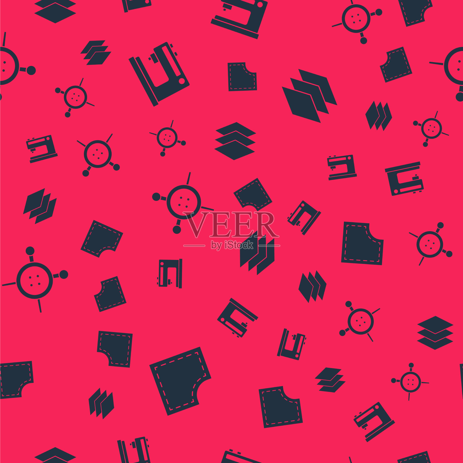 设置缝纫模式机按钮和针织图标素材