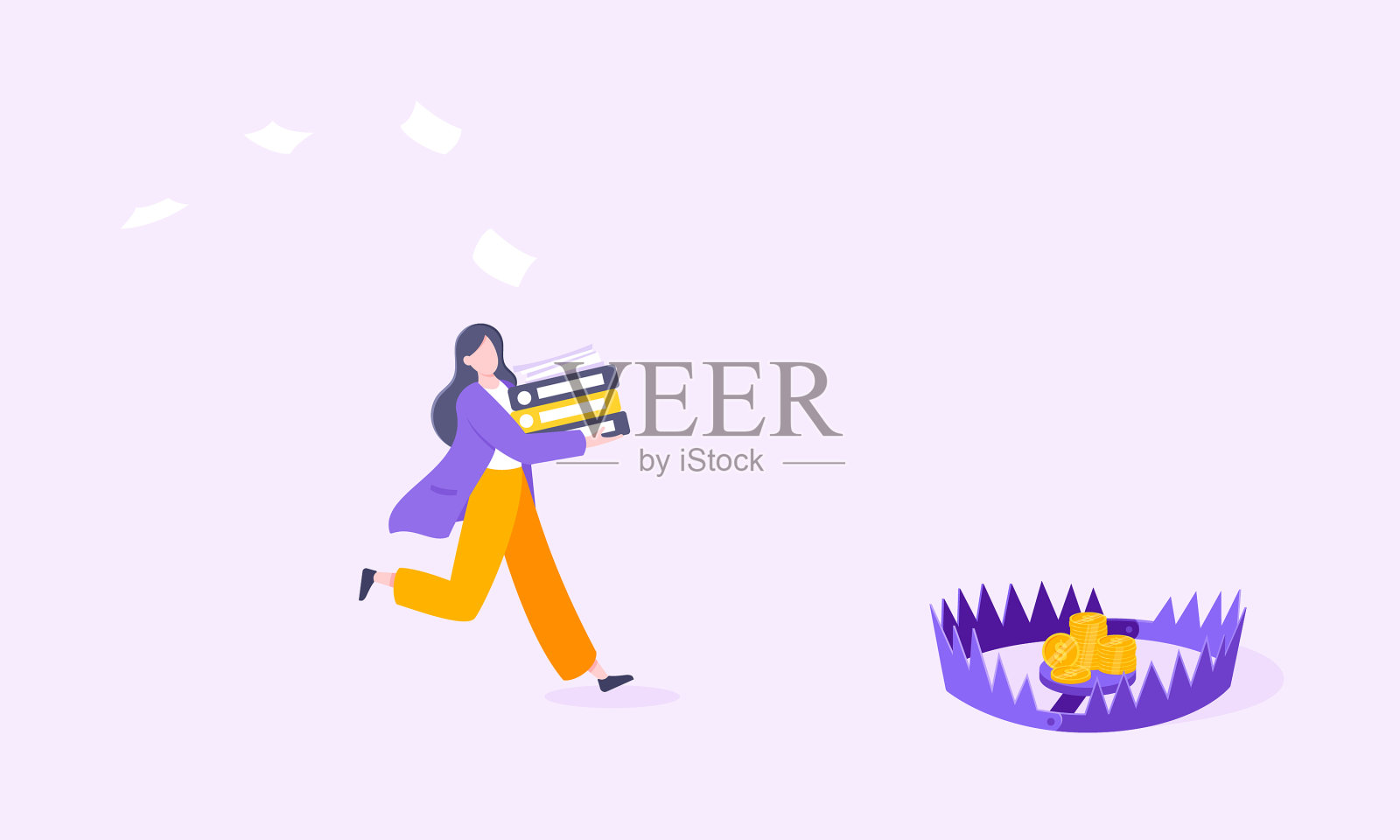 金钱陷阱商业理念年轻人插画图片素材