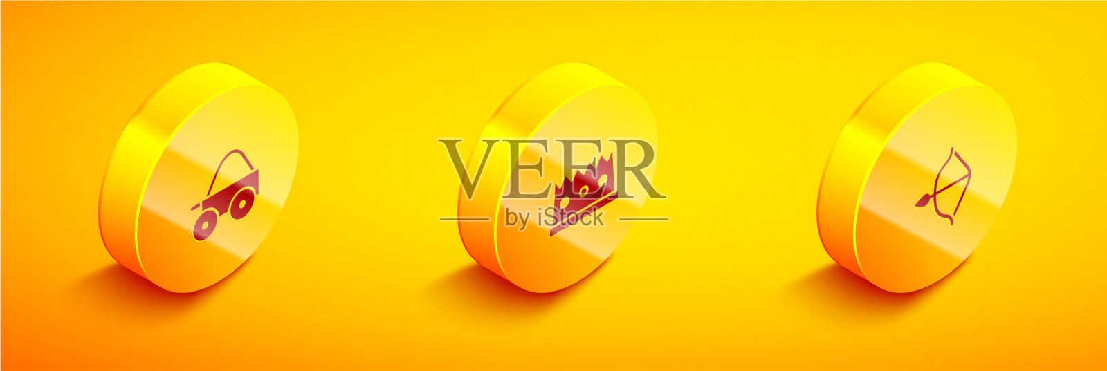 设置等距木四轮马车王皇冠图标素材