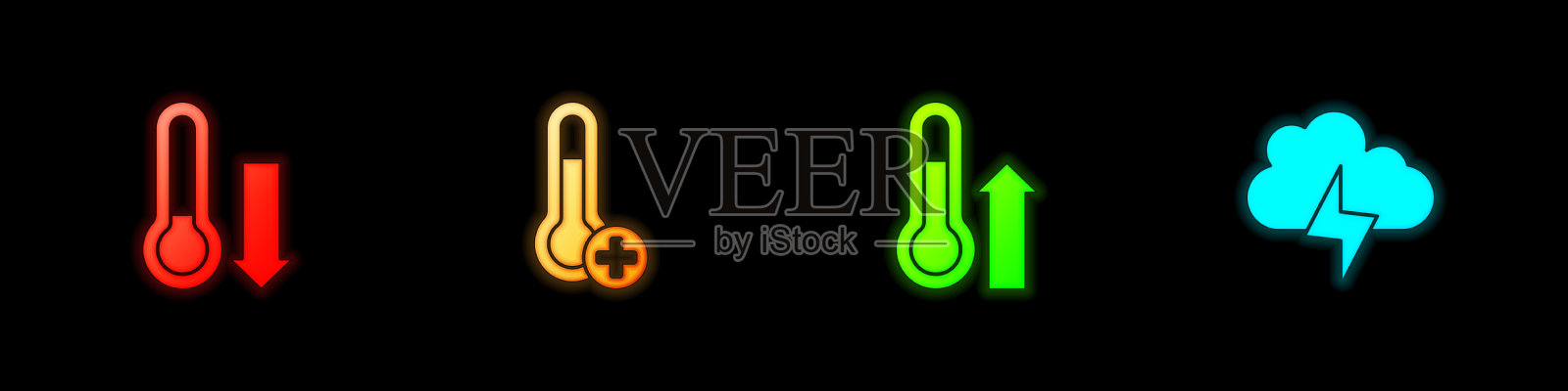 设置气象温度计和风暴图标图标素材