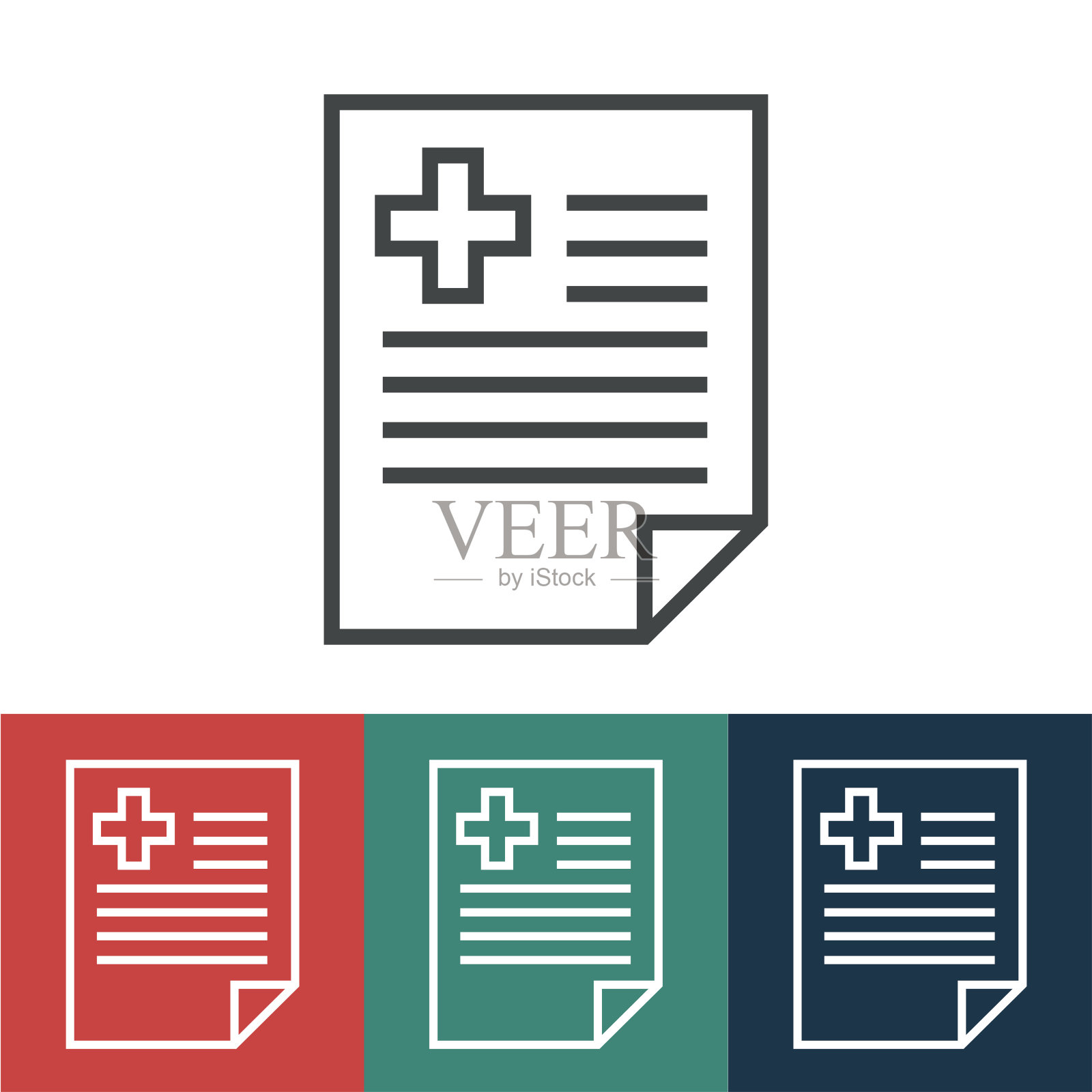 带有医院证书的线性矢量图标插画图片素材