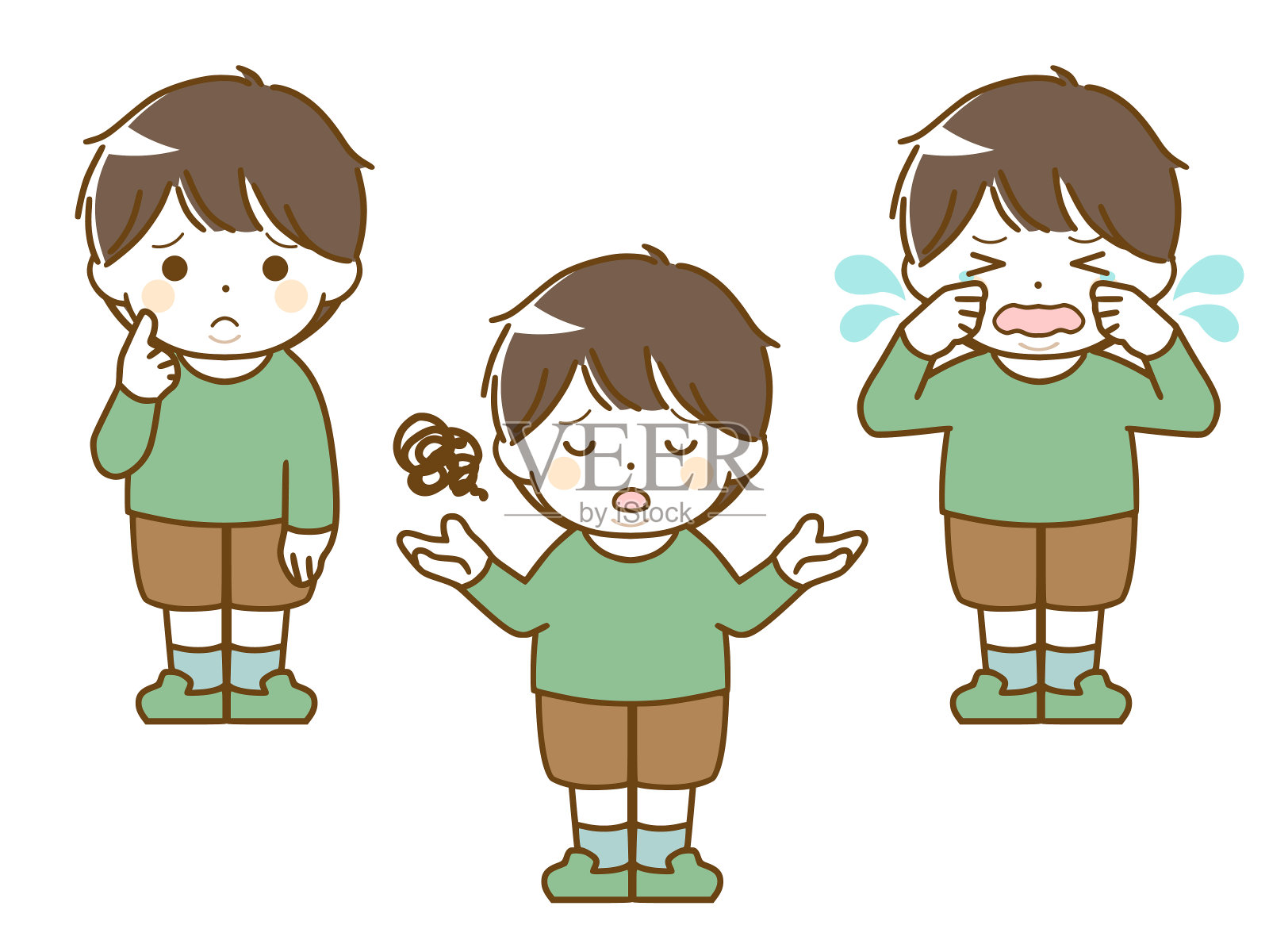 一个胖小男孩困惑的表情设计元素图片