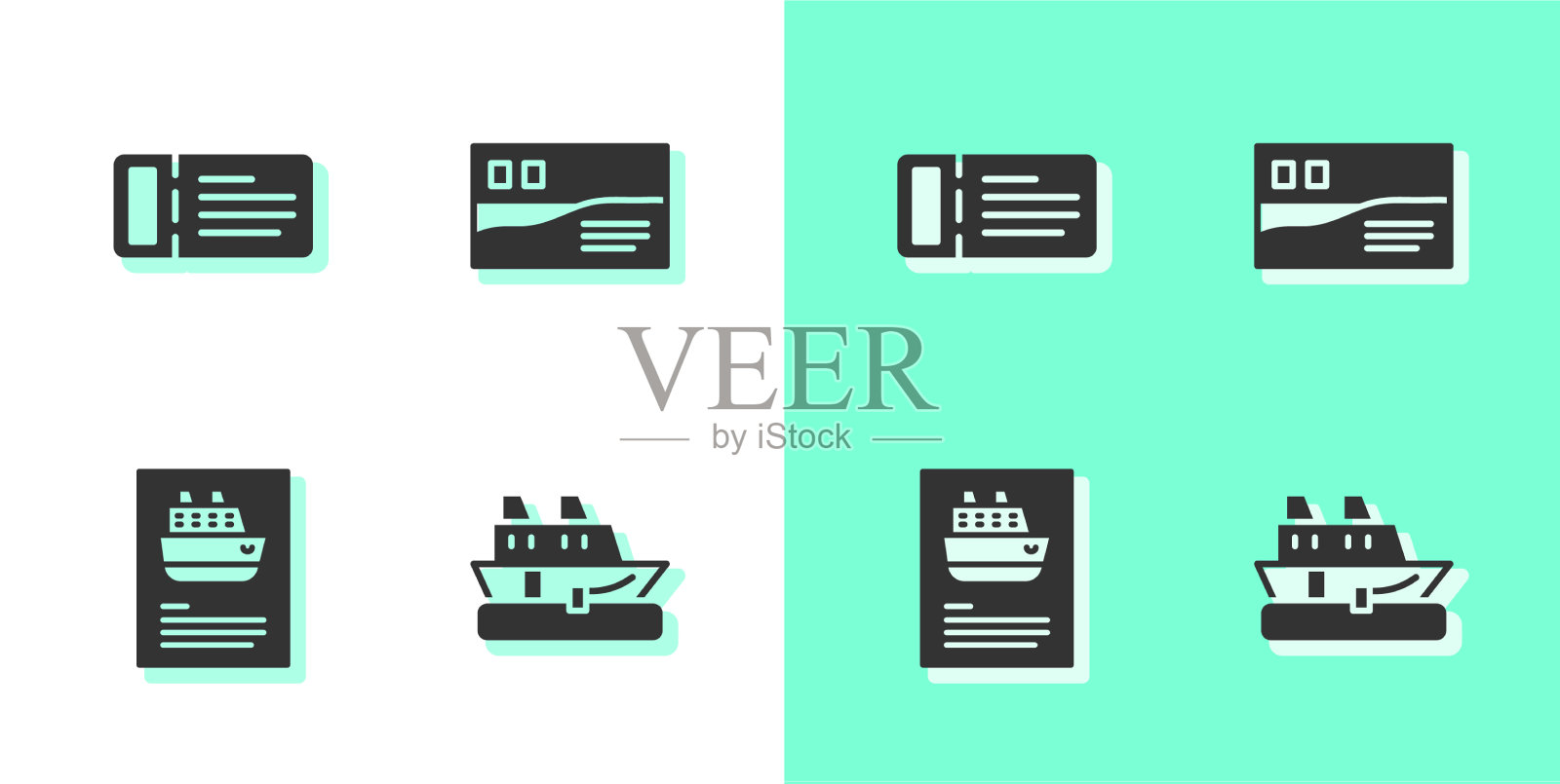 订定邮轮船票及明信片旅游图标图标素材