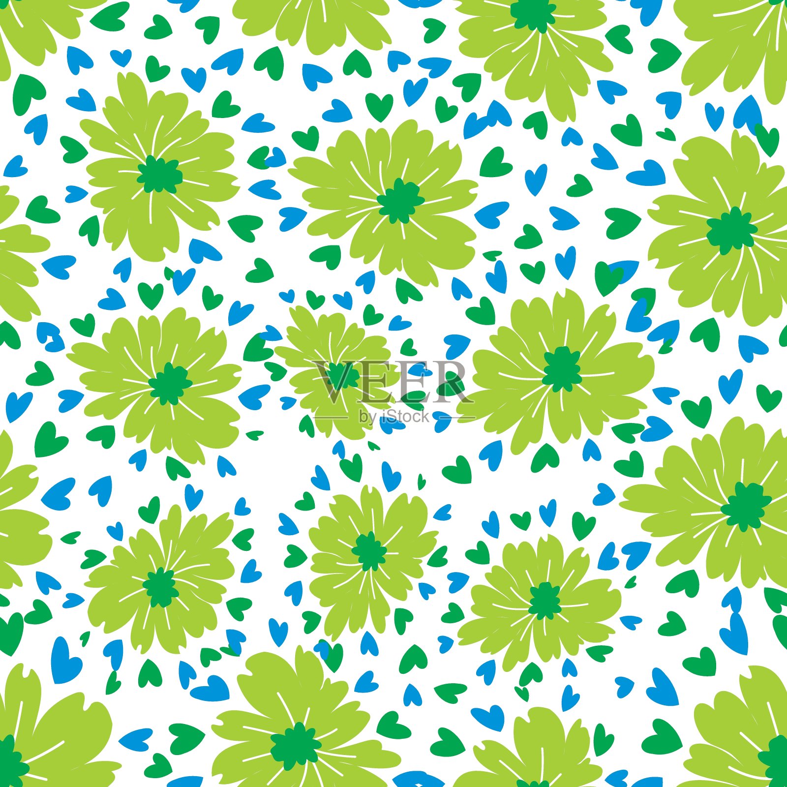 树叶、水果和花卉无缝矢量图案，几何图案插画图片素材