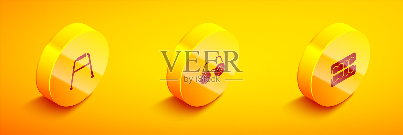 设置等距沃克眼镜和假颌图标素材