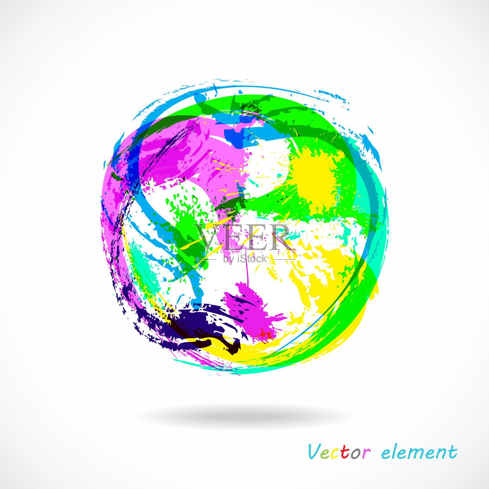 五颜六色的球。文摘刷的效果。向量插画图片素材