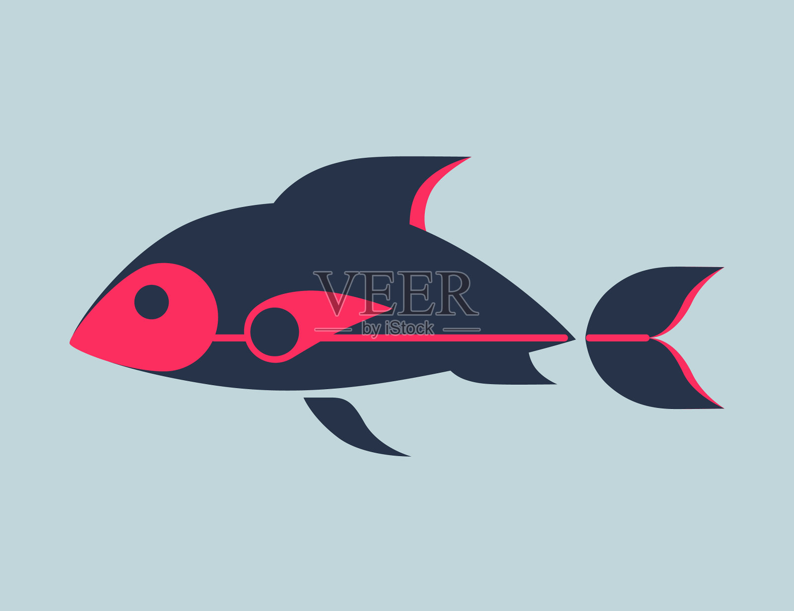 极简几何造型的鱼插画图片素材