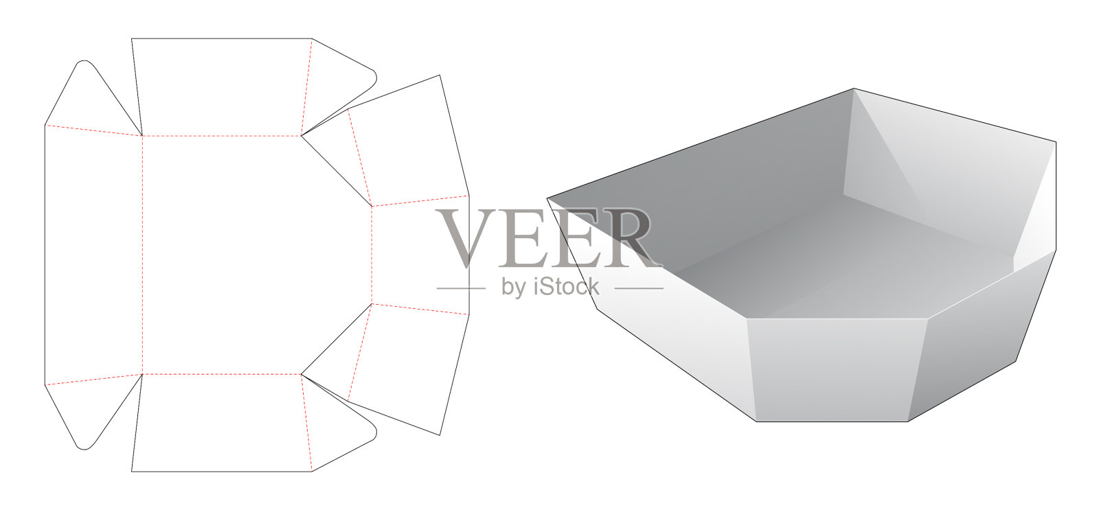 倒角托盘包装模切模板插画图片素材