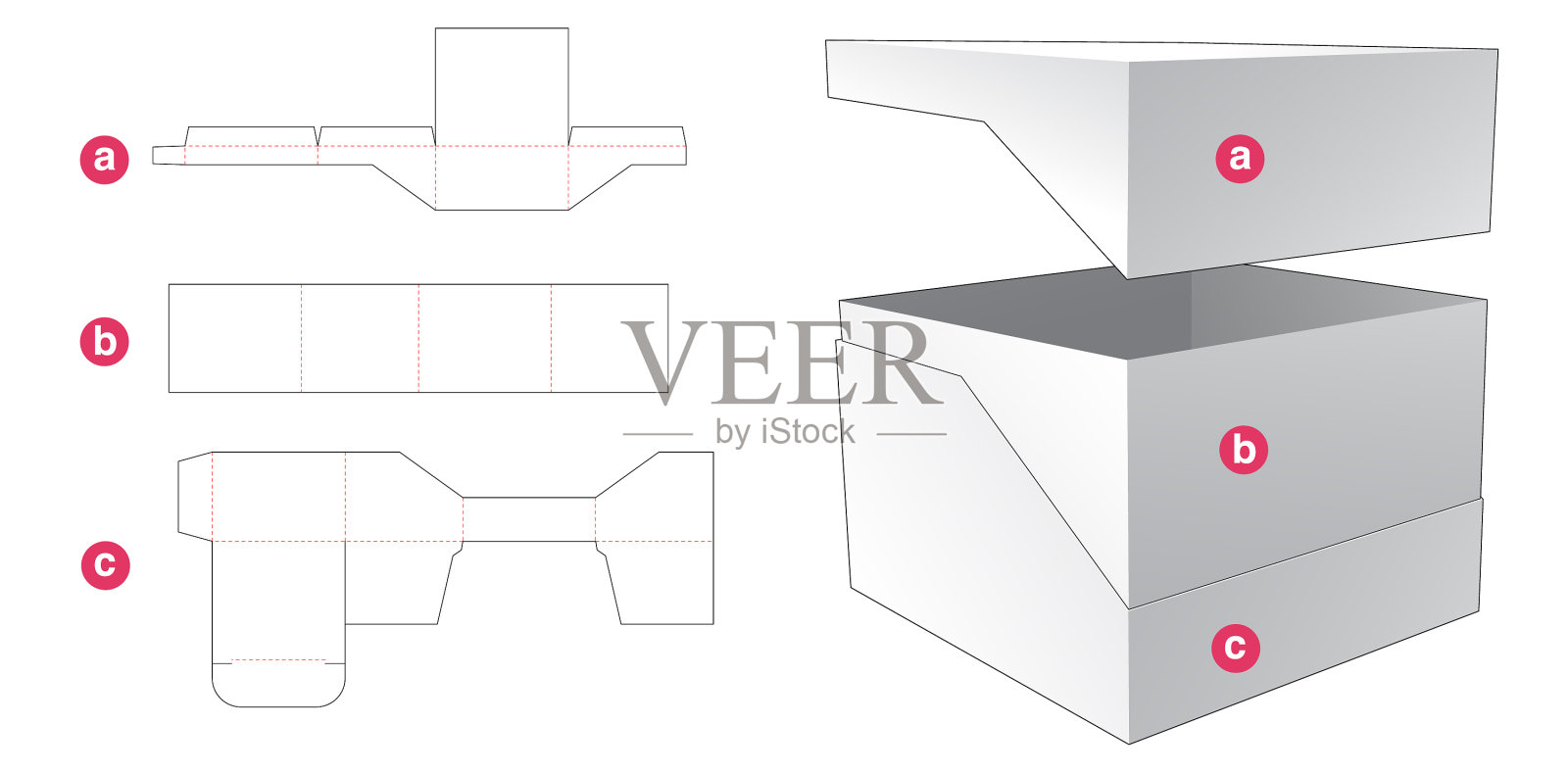 礼品盒及盖子模切模板插画图片素材