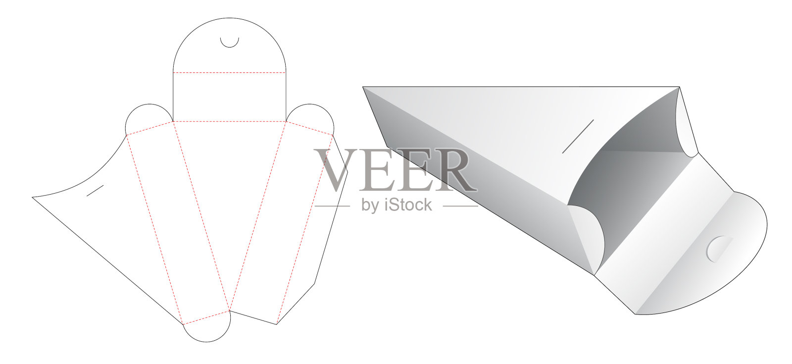 纸板三角盒模切模板插画图片素材