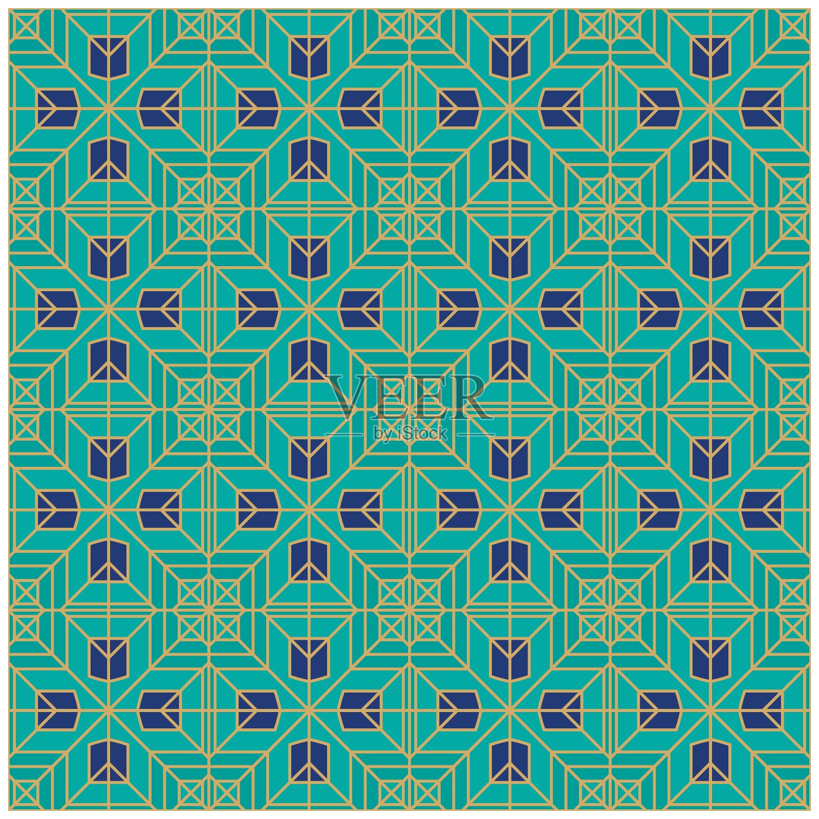 几何线条和方形矢量无缝图案插画图片素材