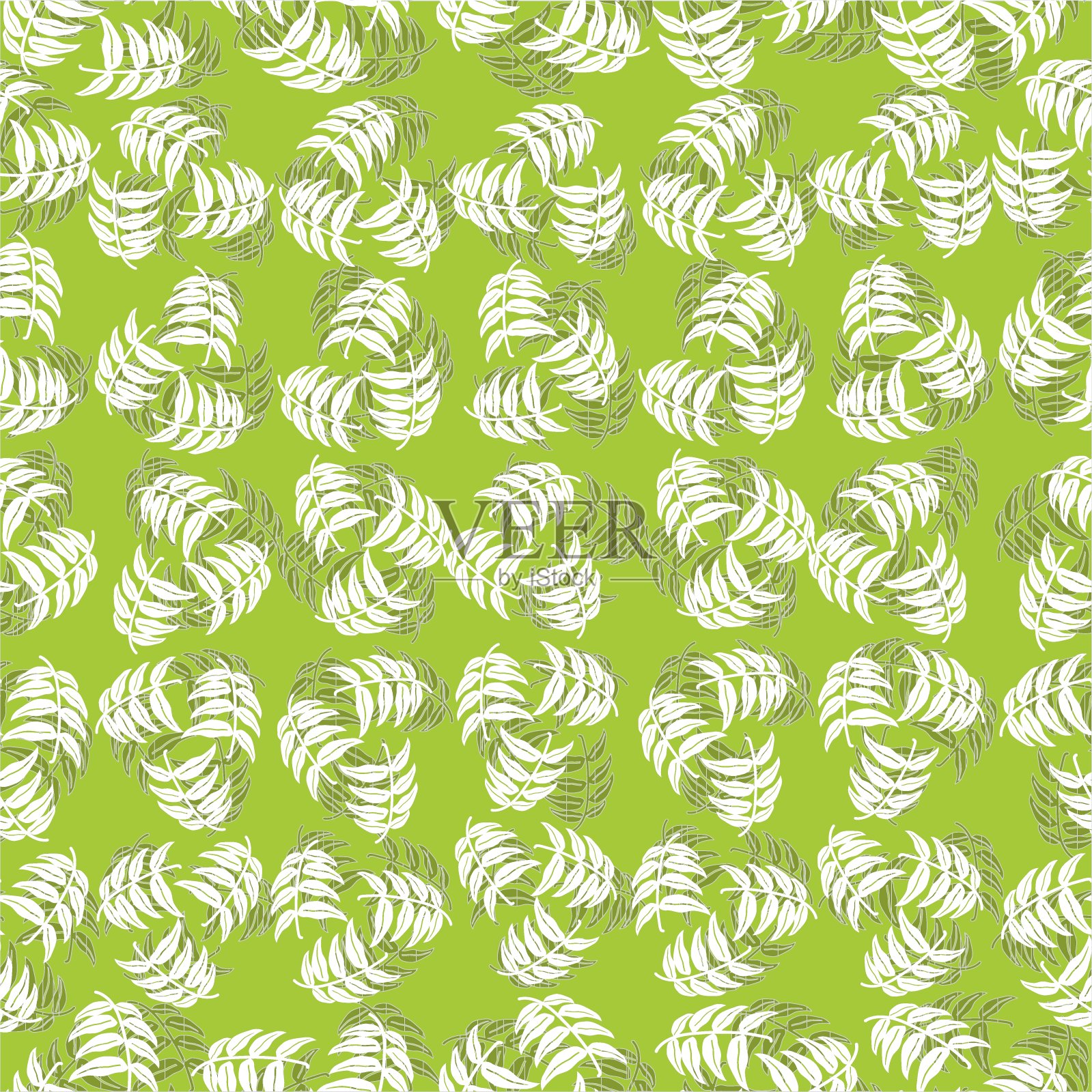 树叶、水果和花卉无缝矢量几何图案插画图片素材