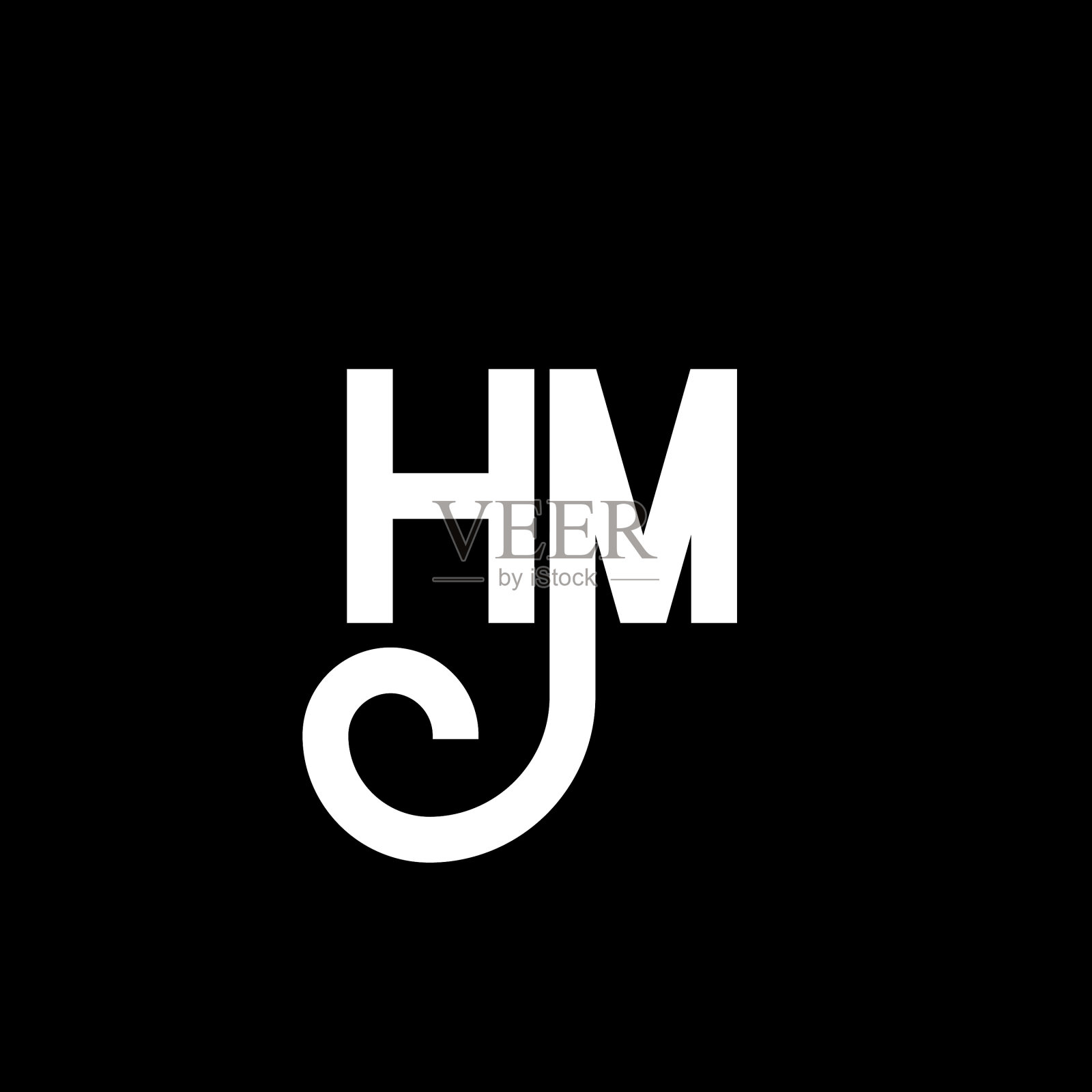 字母Hm标志设计在黑色背景Hm插画图片素材