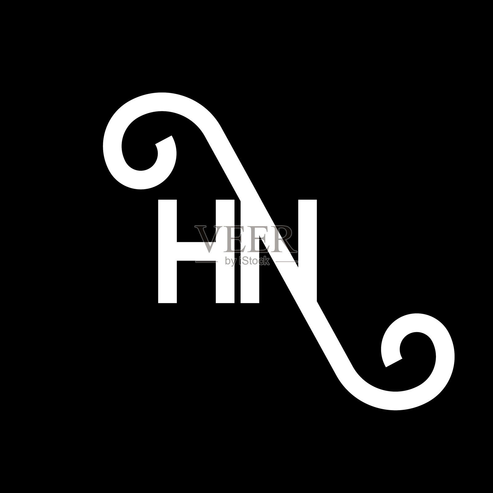 Hn字母标志设计在黑色背景Hn插画图片素材