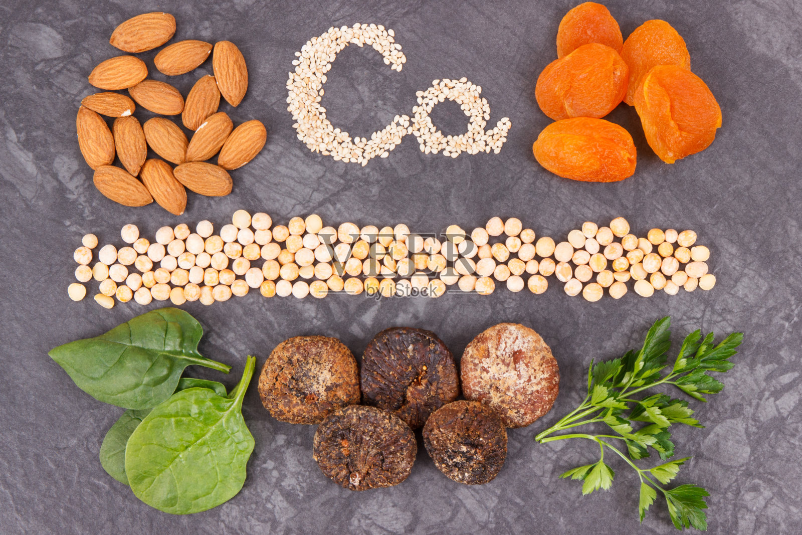 题字钙与健康营养的饮食含有钙、矿物质、维生素和纤维照片摄影图片