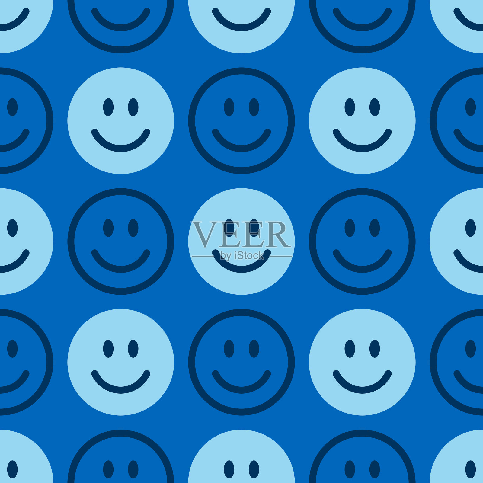 微笑图标图案上的笑脸是蓝色的插画图片素材