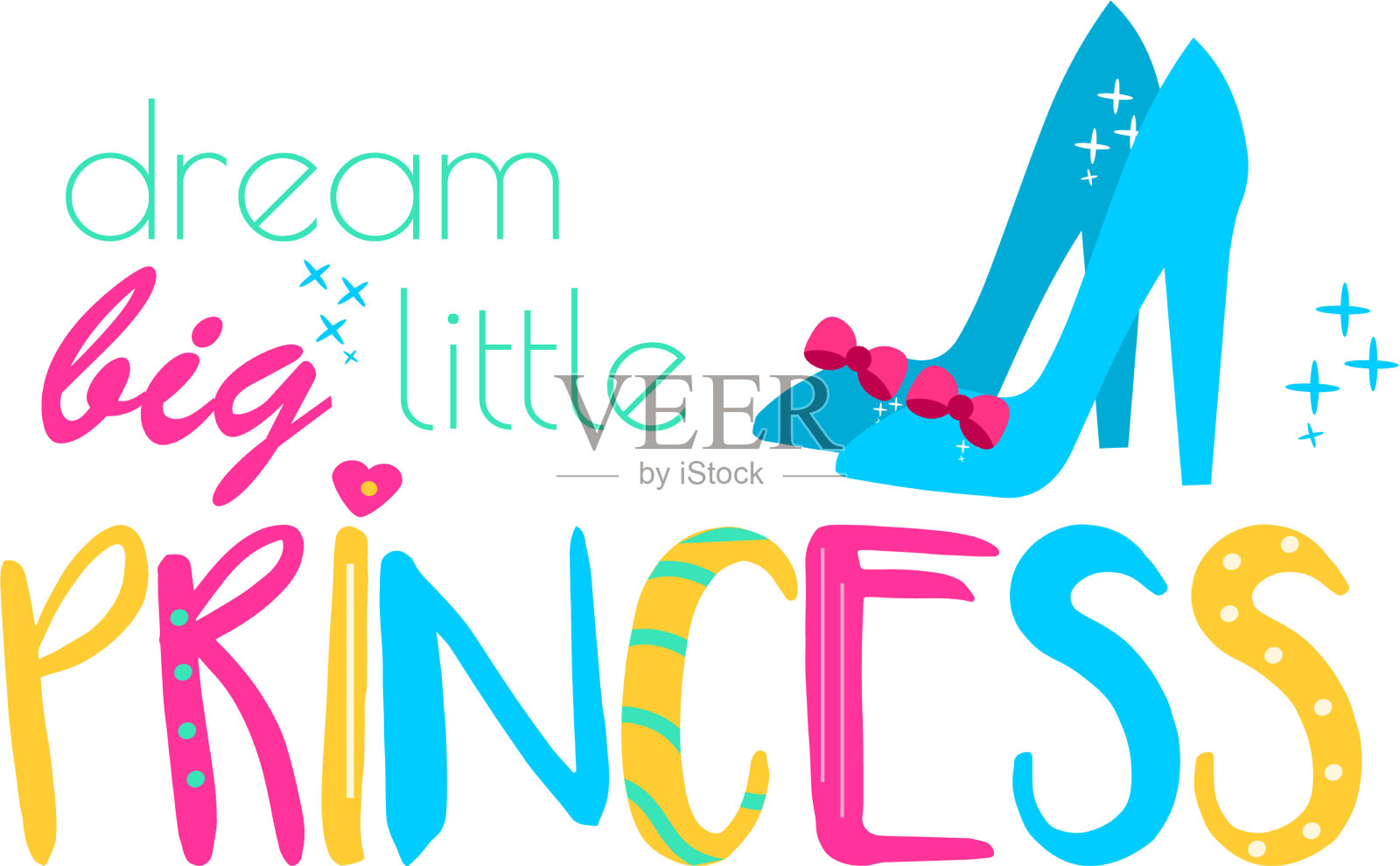 灰姑娘的鞋子和排版的梦想大的小的设计元素图片