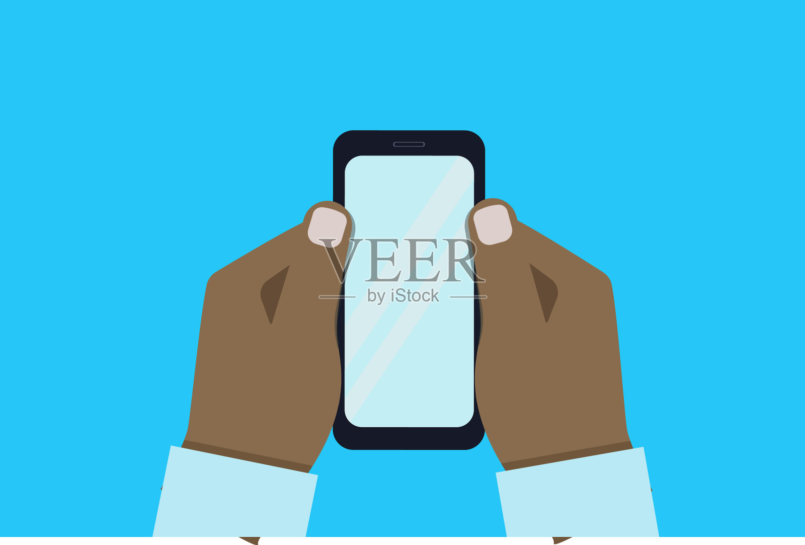 手握智能手机近景一片空白插画图片素材