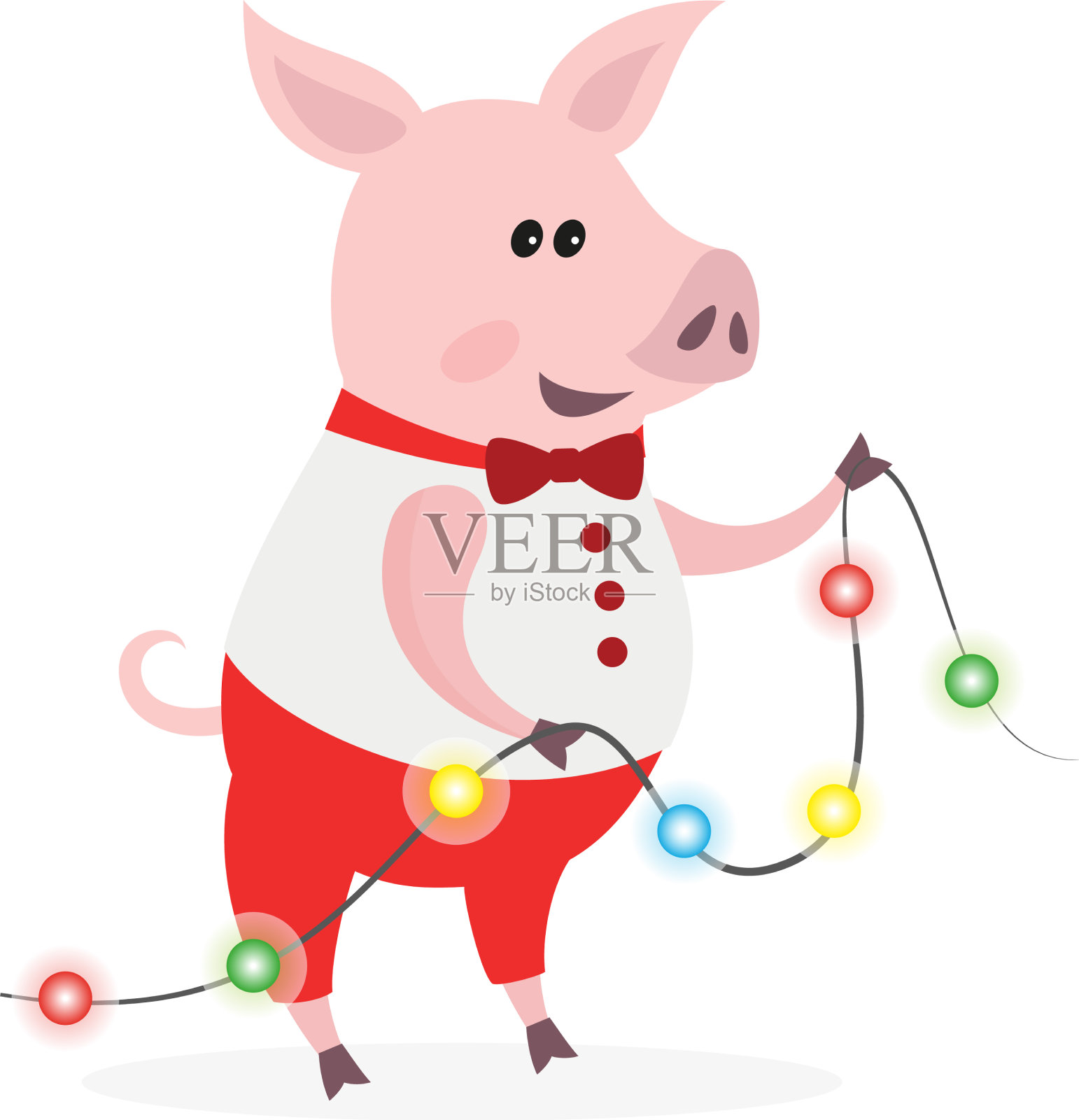 带花环的可爱猪设计元素图片