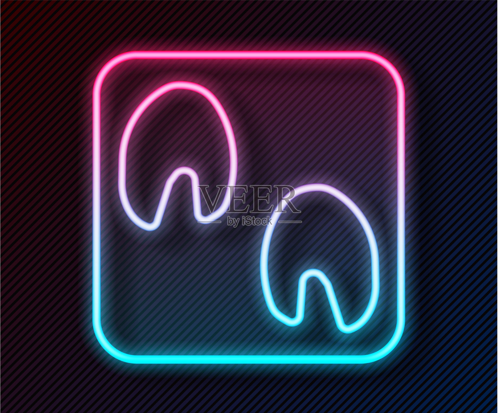 发光的霓虹灯线马爪脚印图标插画图片素材