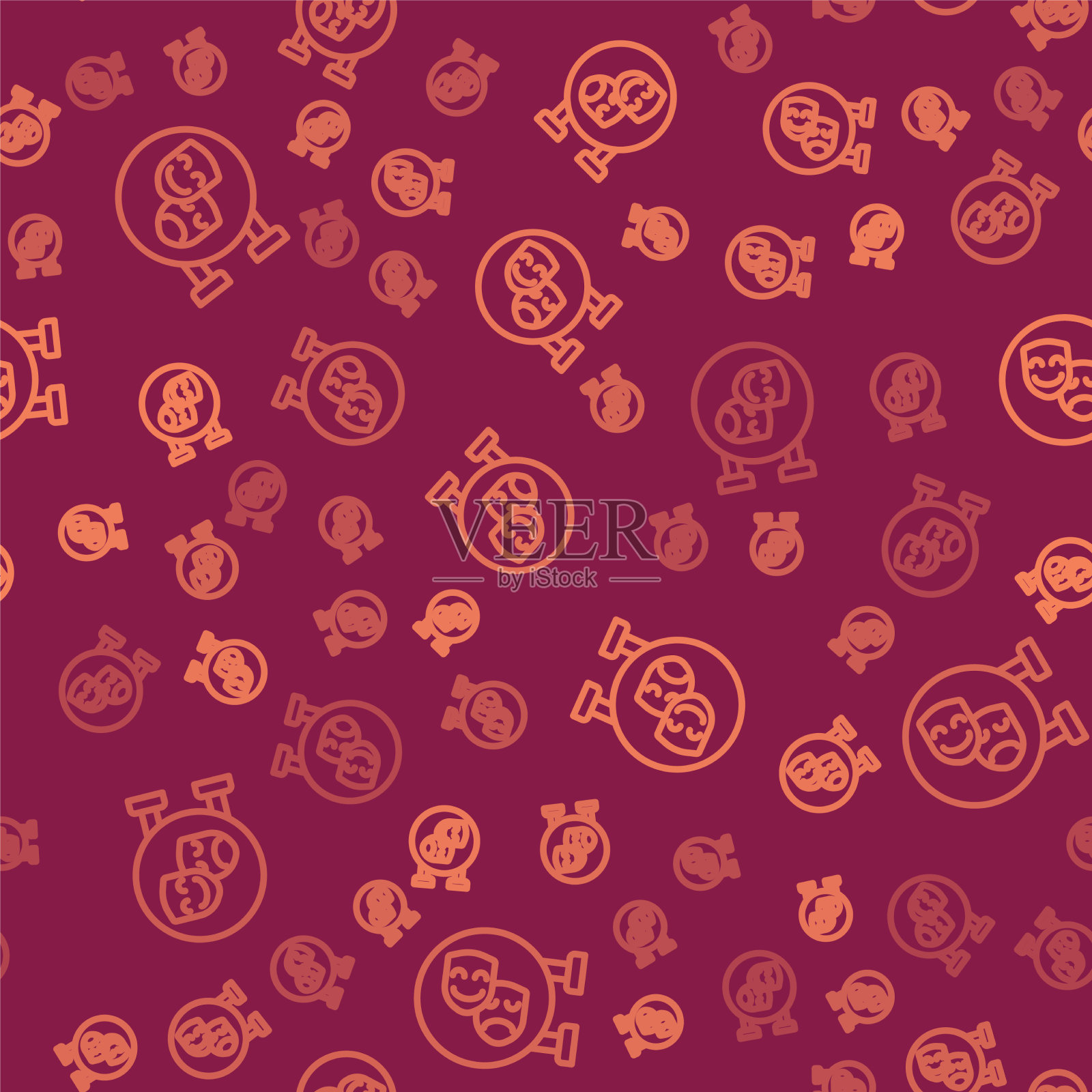 布朗线喜剧和悲剧戏剧面具插画图片素材