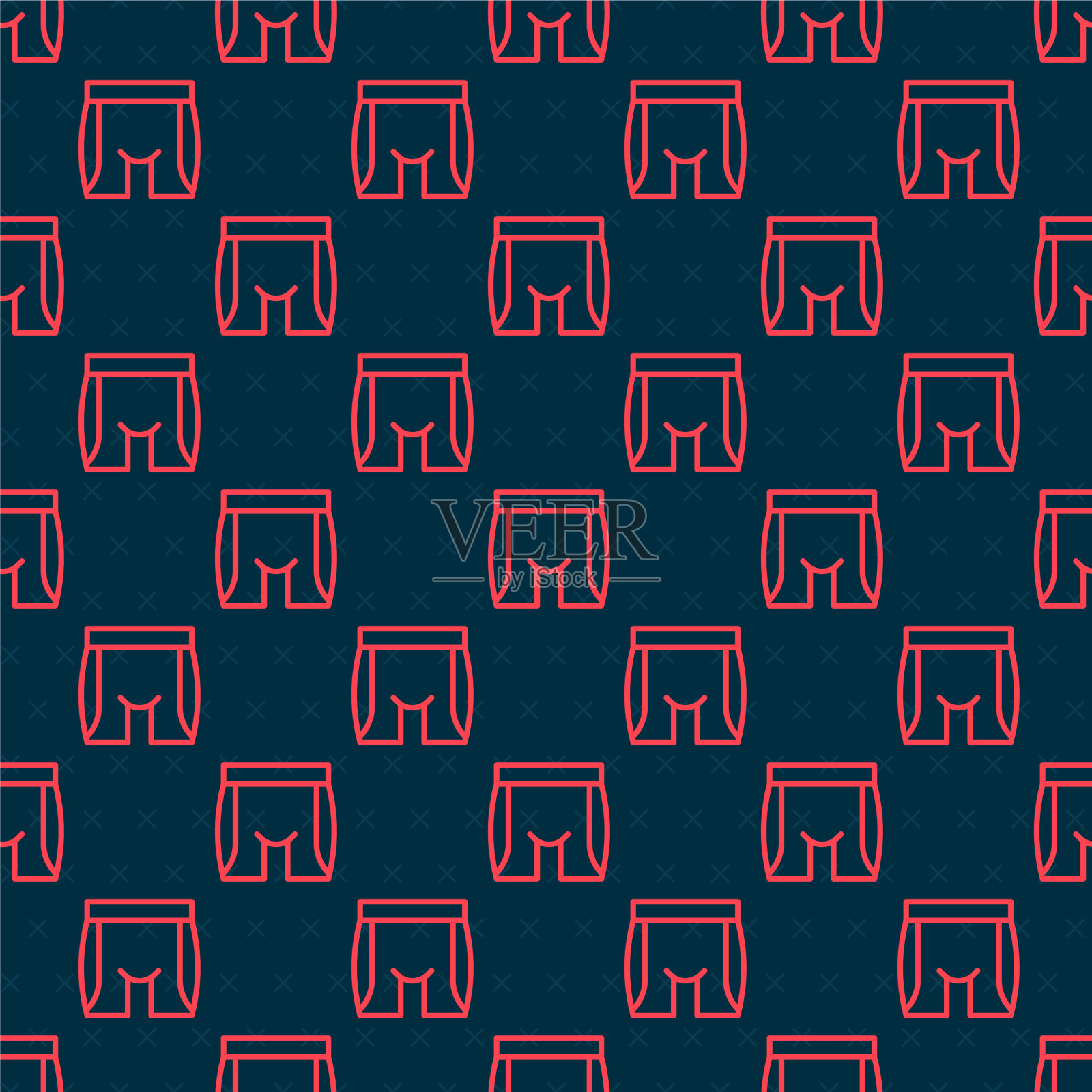 红线自行车短裤图标孤立无缝插画图片素材