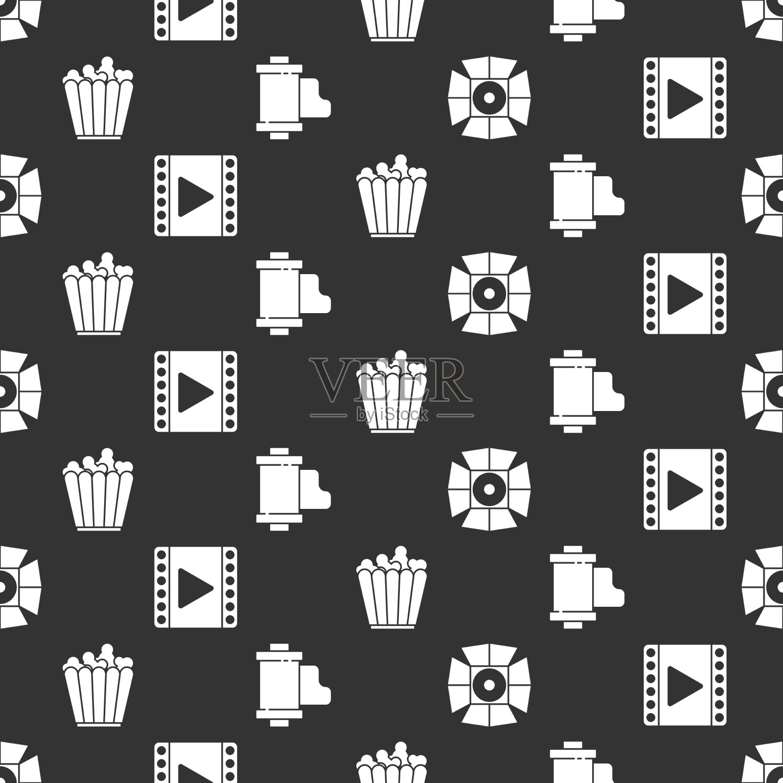 设置电影聚光灯播放视频爆米花盒图标素材