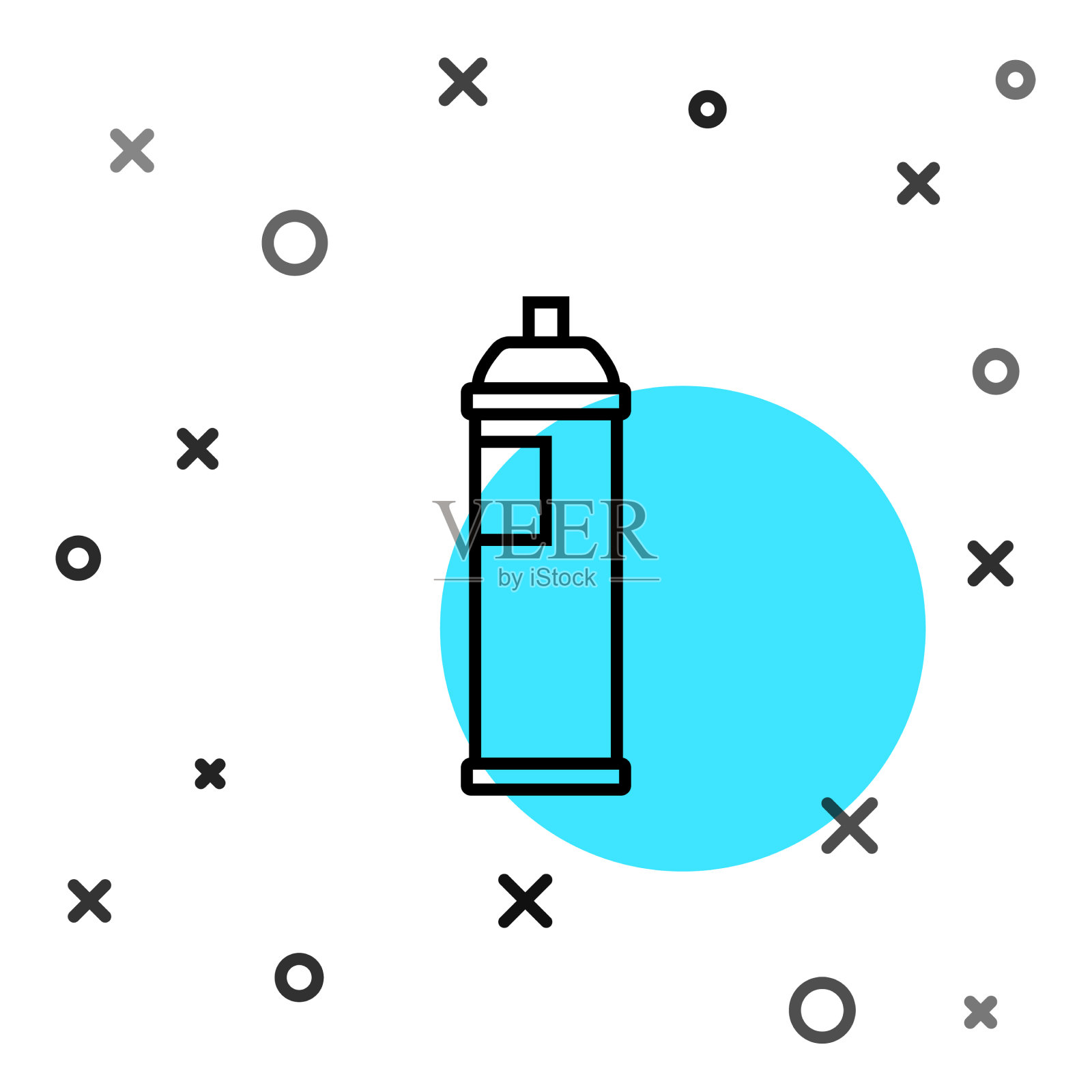 黑色线条喷漆可以孤立在白色图标上插画图片素材