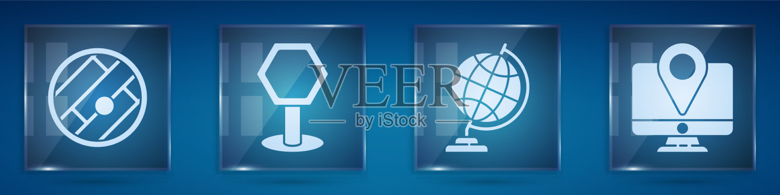 设置折叠地图与位置道路交通标志图标素材